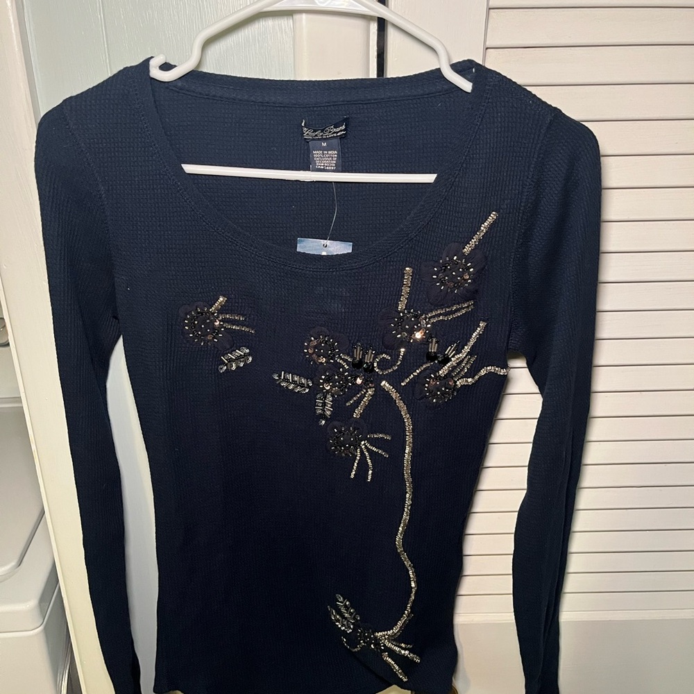 Lucky Brand Embellished Long Sleeve Top